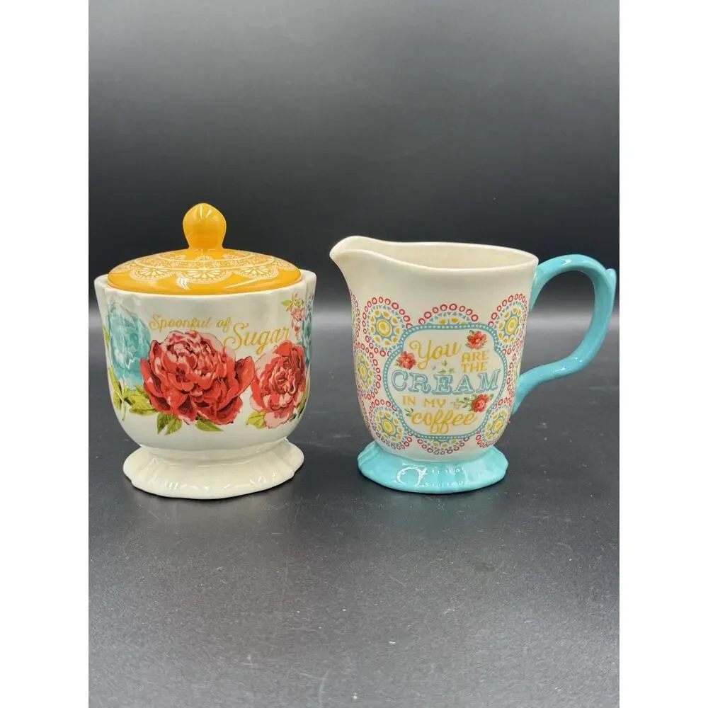 The Pioneer Woman Blossom Jubilee Sugar, Creamer, & Accent Plate 3-Piece Set